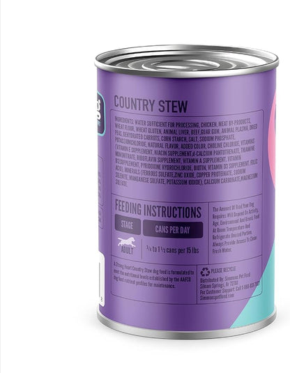 A Strong Heart Wet Dog Food, Country Stew, Made with Real Beef, Peas, & Carrots, Made in The USA, 13.2 oz Can (Pack of 12)