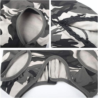 Dog Recovery Suit Abdominal Wound Puppy Surgical Clothes Post-Operative Vest Pet After Surgery Wear Substitute E-Collar & Cone(XL, Camouflage)