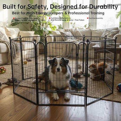 Portable Dog Fence Outdoor for Yard 36'' High, Dog Playpen with Rustproof and Sturdy Stakes for Medium/Large Dogs, 3ft Dog Play Pen for RV Camping(8 Panels)