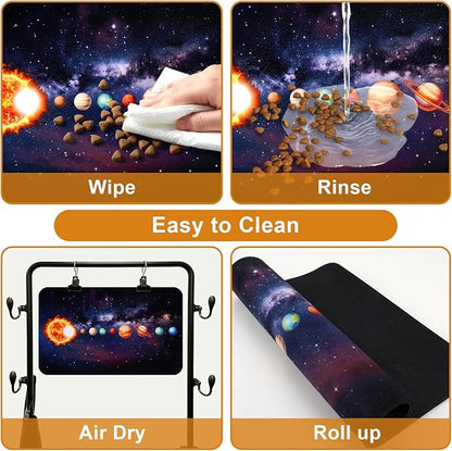 Dog Food Mats for Floors Waterproof Mat for Cat Food and Water Bowls - Absorbent Quick Dry Non Slip Mat for Pet Feeding