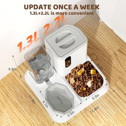 Automatic Feeder and Waterer 2-in-1 Set for Pets,Gravity Dispenser Set with Large Capacity for 1 Weeks, Perfect for Working Traveling Parents