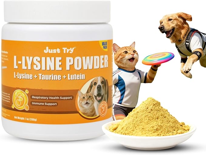 Just Try L-Lysine Powder Lysine for Cats Lysine Cat Immune Support for Dogs Lysine Supplement Cat Health Supplies 7 OZ