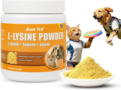 Just Try L-Lysine Powder Lysine for Cats Lysine Cat Immune Support for Dogs Lysine Supplement Cat Health Supplies 7 OZ