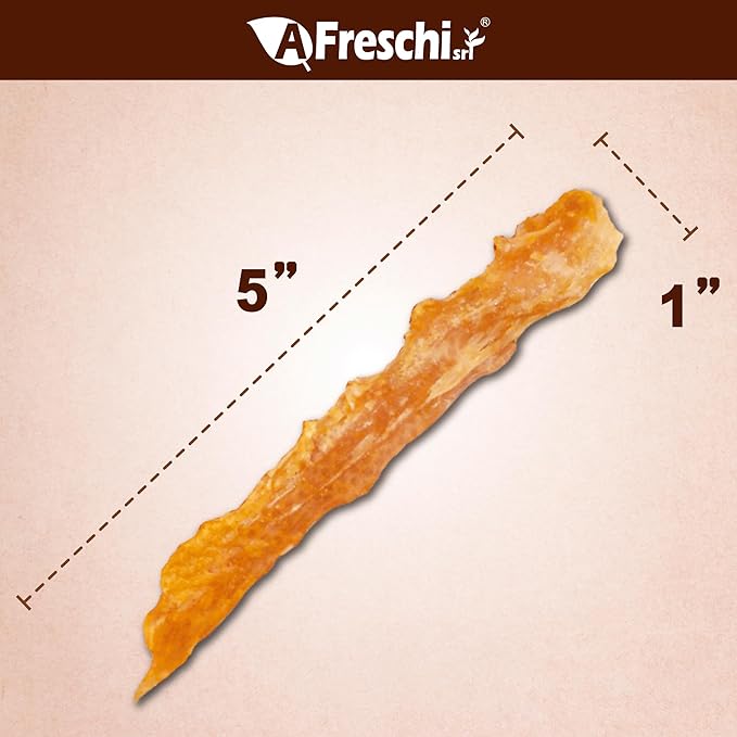 A Freschi srl Turkey Tendons for Dogs, USA-Sourced, Healthy Dog Treats, Rawhide-Free Puppy Chews, Long Lasting, All Natural, Hypoallergenic Dog Treats, Flaked, 3.5 oz Pack