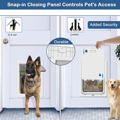 CEESC Large Dog Door for Pets Up to 100 lb, Weatherproof Pet Door for Cats and Dogs, Durable, Snap-in Closing Panel Included, Suitable for Interior and Exterior Doors (Large, White)