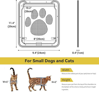 Enjoying Pet Screen Door 8"×10.2" Inner Door Size, Cat Doors with Replacement Magnetic Flap Lockable Doggy Screen Door, Black
