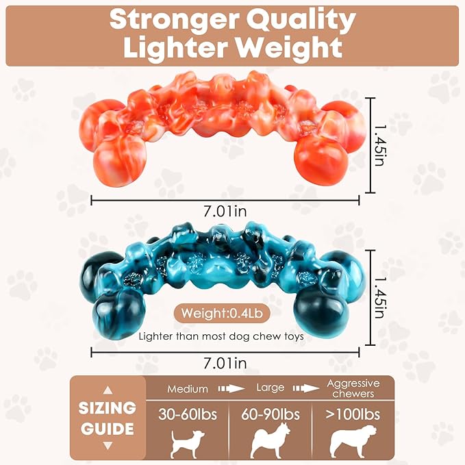 Dog Chew Toys for Aggressive Chewers - 2 Pack Indestructible Teeth Cleaning Chew Toys to Keep Them Busy for Medium & Large Dogs