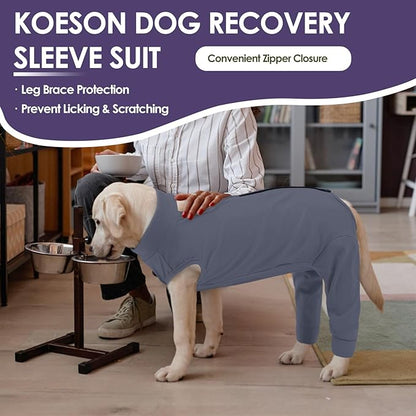 KOESON Dog Recovery Suit Hind Leg, Recovery Sleeve for Female Male Dogs, Pet Leg Sleeve to Stop Licking, Pet Rear Leg Wound Cover, Dog Spay Onesie for Wound Heal Care