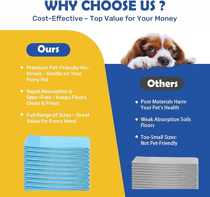 FluffyDream Super Absorbent Waterproof Dog and Puppy Pet Training Pad, Housebreaking Pet Pad,Blue (13"x17.7"(100PCS))