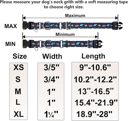 Martingale Dog Collars with Buckle No Slip Training Boy Dog Collar for Small Dogs (Blue Space, Small)