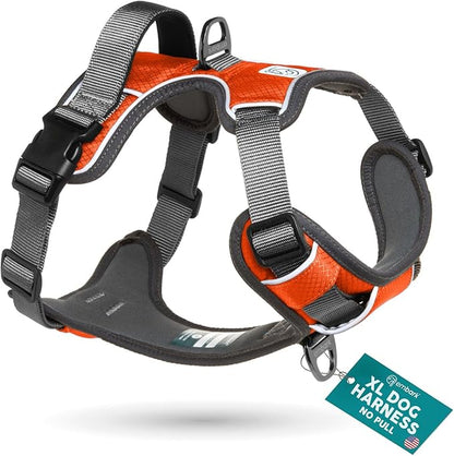Embark Adventure No-Pull XL Dog Harness for Extra Large Dogs – Reflective Trim, Military-Grade Nylon, Dual Leash Clips, Gel-Lined Handle