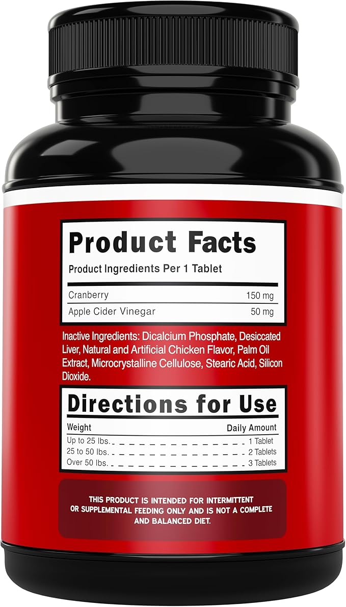 Cranberry Supplement for Dogs UTI Treatment (120 Chews) Dog Urinary Tract Support for Kidney & Bladder Health - Cranberry Relief Supplement for All Ages, Breeds & Sizes - Chicken Flavor - USA Made