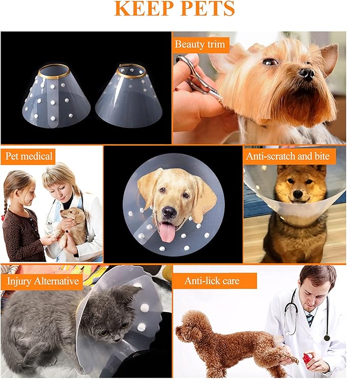 WishLotus Cat Cone Recovery - Soft, Comfortable & Adjustable Elizabethan Collar, Anti-Bite/Lick E-Collar for Small Medium Dog, Rabbit (S, White)