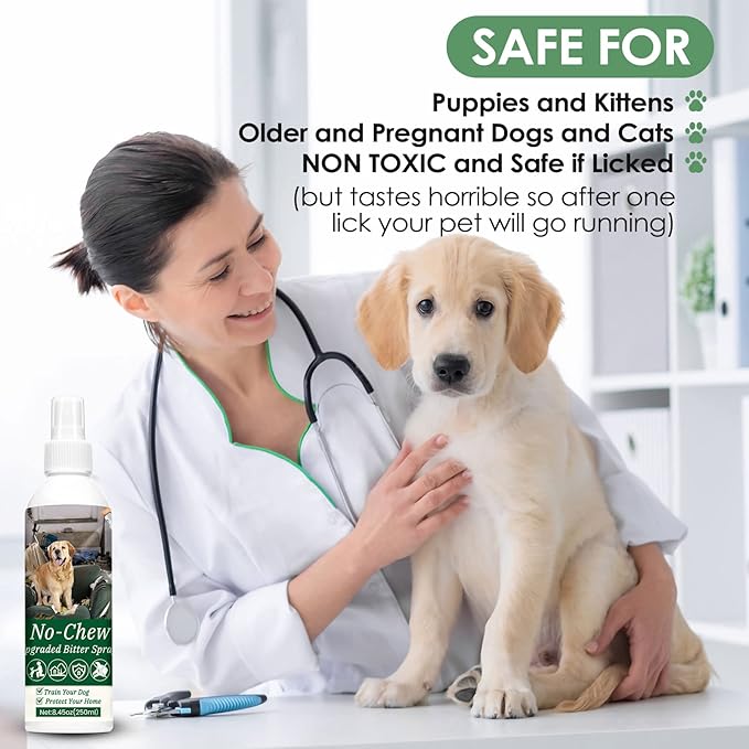 Bitter Apple Spray for Dogs 250ML - No Chew Spray for Cats to Prevent Scratching, Dog Repellent & Anti Chew Spray to Stop Dogs from Chewing Furniture, Pet Training Aid