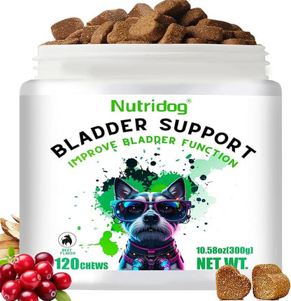 Cranberry Supplement for Dogs - Bladder Control & Urinary Tract Support, Beef Flavor Soft Chews - Dog UTI Treatment, Kidney Support, Immune & Gut Health - 120 Count (120 Ct, Beef)