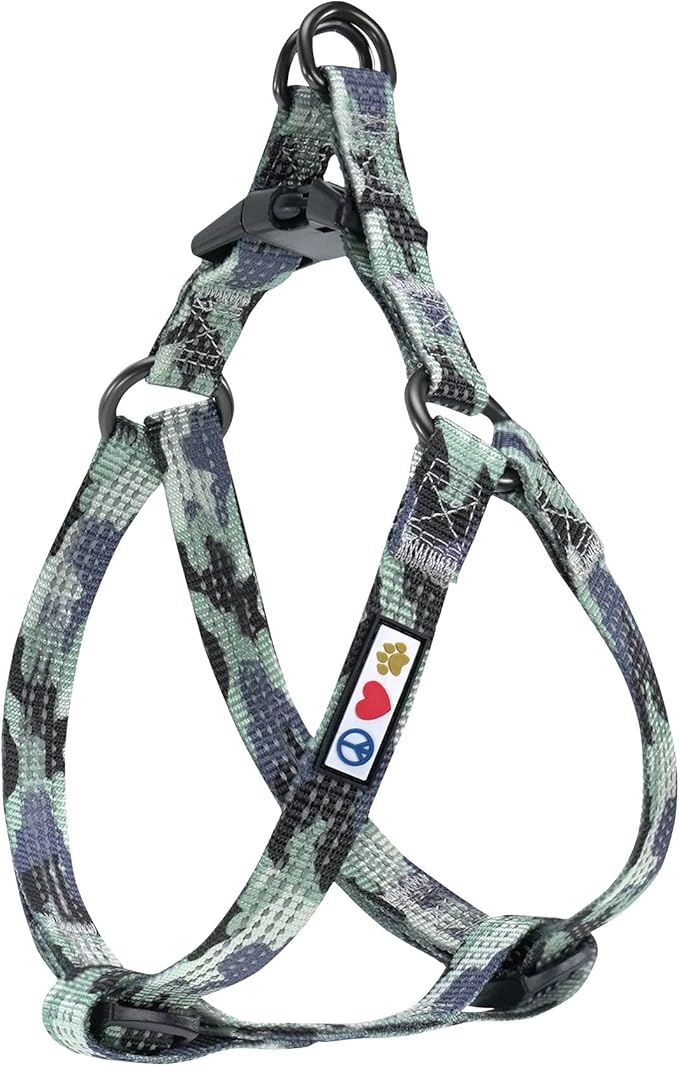 Pawtitas Reflective Step-in Dog Harness – Adjustable No-Pull Vest for Puppies to Seniors, Safe & Comfortable, S Camo Grey