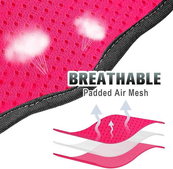 BARKBAY No Pull Dog Harness Large Reflective Dog Harness with Front Clip and Easy Control Handle for Walking Training Running with ID tag Pocket(Pink/Black,S)