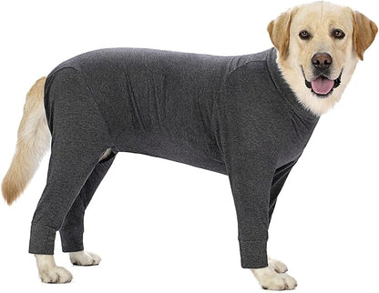 Grey Dog Surgery Recovery Suit Female Male for Dogs After Surgery Medium Large Dogs Onesie,Lightweight Dog Recovery Suit for Shedding Prevent Licking Surgical Wound,Dog Pajamas Pjs Clothes, Full Belly