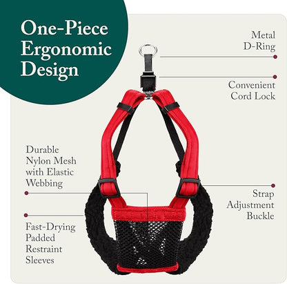 Sporn No Pull Dog Harness, Durable Nylon Mesh Harness for Small Dogs, No Choke Design, Padded Restraint Sleeves, Adjustable Fit, Easy On/Off, Ideal for Small Breeds, Red