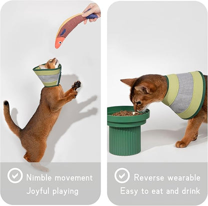Breathable Soft Dog Recovery Cone Collar After Surgery, Adjustable Lightweight Elizabethan Collar with Air Mesh for Cats, Protective Collar to Stop Licking for Puppy, Green, L