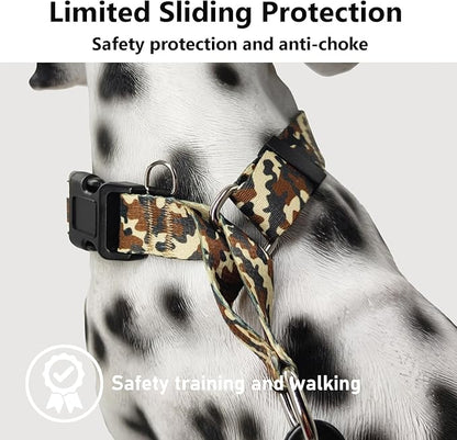 Martingale Collar for Dogs with Buckle No Pull Adjustable Nylon Limited Slip Training Dog Collars (Camouflage, Medium)