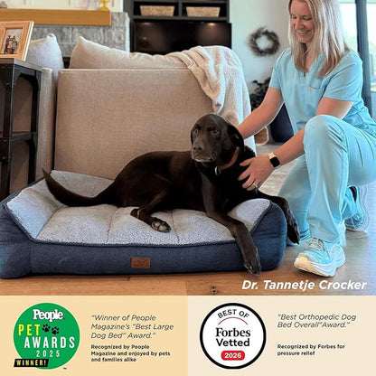 Bedsure SupportMax™ XL Plus Orthopedic Dog Beds Large Sized Dog - As Seen on TV Extra Thick Supportive Dogs Couch with Waterproof Washable Cover, Jumbo Comfort Pet Sofa with Soft Sherpa, Brown, 48"