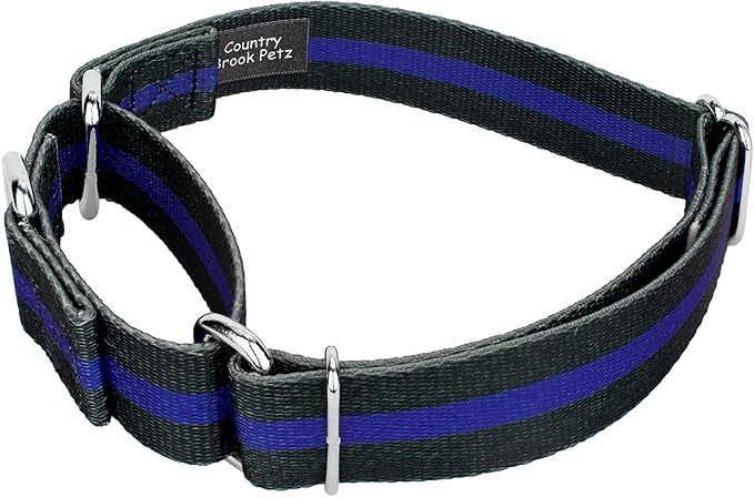 Country Brook Petz - Thin Blue Line Martingale Dog Collar and Leash - Camouflage Collection Featuring Rugged Designs (5/8 Inch, Small)
