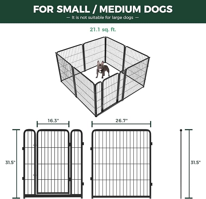 FXW Homeplus Unleashed Indoor Dog Playpen - Stress-Free and Safe Play, Heavy Duty 32 Inch 8 Panels with Fence-to-Wall Anchor (Pack of 4) for Small and Medium Dogs, Black│Patented