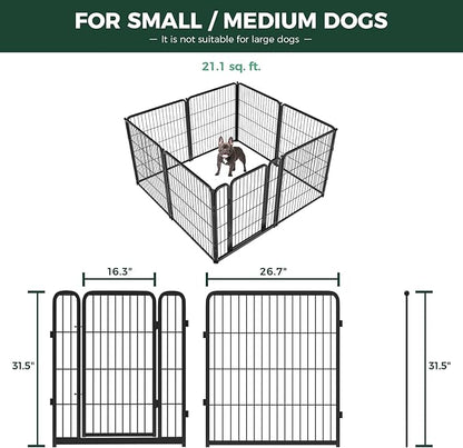 FXW Homeplus Unleashed Indoor Dog Playpen - Stress-Free and Safe Play, Heavy Duty 32 Inch 8 Panels with Fence-to-Wall Anchor (Pack of 4) for Small and Medium Dogs, Black│Patented