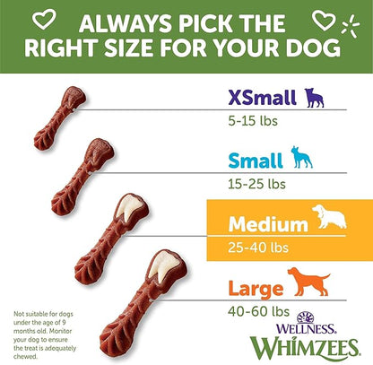Wellness WHIMZEES Daily Brushzees Dog Dental Treats, Natural Chews, Medium Size Stick, (7 Count)