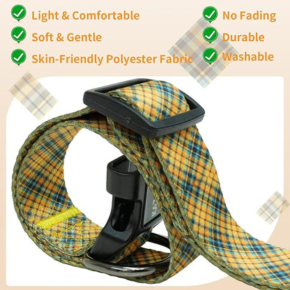 Kazazoo Dog Collar Cute and Soft Nylon Puppy Collar for Boy and Girl, Adjustable Dog Collars for Small Medium Dogs, Yellow&Blue Plaid-S