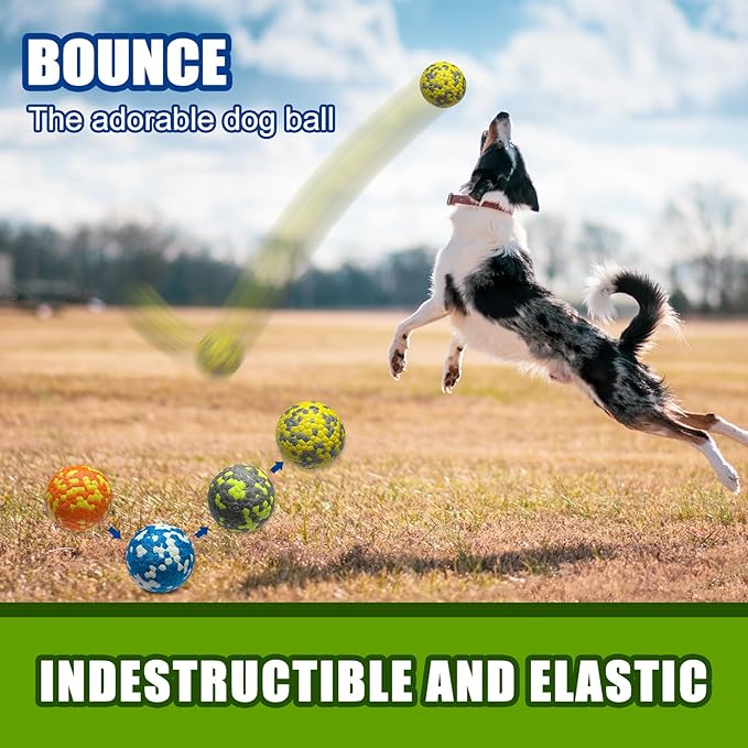 Mankoda Dog Balls, Indestructible Tennis Balls for Dogs, 2.5'' Durable Bouncy Dog Toys for Aggressive Chewers, Interactive Dog Toys for Fetch Game, Lightweight Floating Chew-Proof(4 Pack)