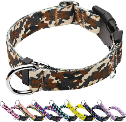 Martingale Collar for Dogs with Buckle No Pull Adjustable Nylon Limited Slip Training Dog Collars (Camouflage, Medium)