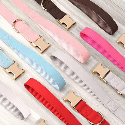 PET ARTIST Soft PU Leather Dog Collar and Leash Set, Bright & Stylish 5FT PU Leather Leash and Collar Set, Durable Pet Collars with Quick Release Metal Buckle for Small Dogs,Red,S(9"-14")