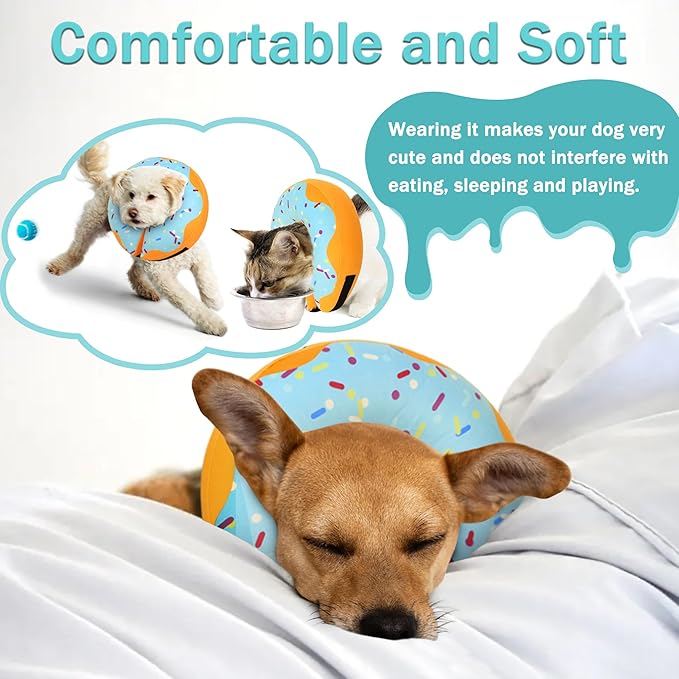 Recovery Donut Collar for Dogs & Cat,Inflatable Dog Cone Collar Alternative After Surgery,Soft Cone for Large Medium Small Dog,Adjustable Pet Neck Donut(Blue,X-Large)