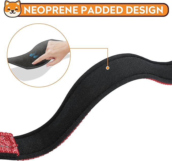 Reflective Dog Collar, Adjustable Soft Neoprene Padded Nylon Pet Collars with Buckle for Extra Large Dogs, Red,XL