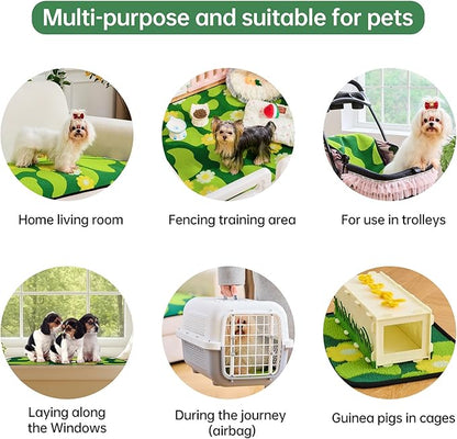 Qeils Reusable Puppy Pads for Small Dogs, Washable Pee Pads with Non-Slip , Absorbent Leakproof Mat for Crates, Playpens, Pet Beds & Whelping, Indoor Potty Training Grass Green, 23"x36", 2 Pack