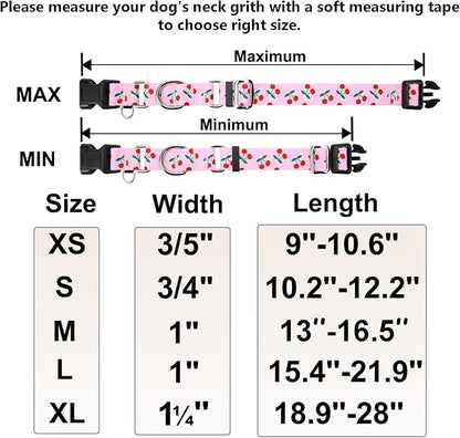 Martingale Dog Collar for Medium Dogs with Buckle No Pull Pink Girl Cute Dog Collars (Cherry, Medium)