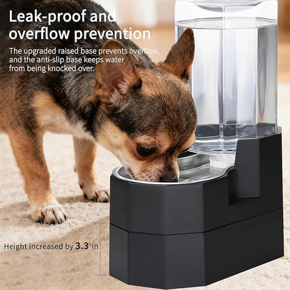 Sfozstra Large Dog Water Dispenser: 7L Raised Gravity Gray Automatic Stainless Steel Waterer - 100% BPA Free - Pet Feeder for Senior Dogs with Joint Pain in Bedroom Garden