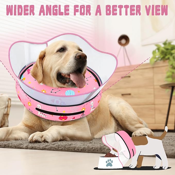 Elevated Inflatable Dog Cone Collar to Stop Licking, Doggie Donut Collar After Surgery, Soft Dog Cone Alternative for Small Medium Large Dogs