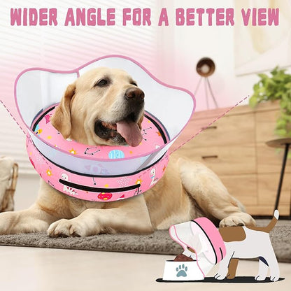 Elevated Inflatable Dog Cone Collar to Stop Licking, Doggie Donut Collar After Surgery, Soft Dog Cone Alternative for Small Medium Large Dogs
