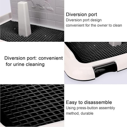 Tita-Dong Puppy Training Toilet Pad Holder with Cat Potty Fence - Dog Scheduled Urination Potty Tray for Small & Medium Dogs (Black)