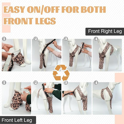 ROZKITCH Dog Sleeves to Prevent Licking Front Right Left Leg, Pet Prevent Licking Wound Elbow Knee Protector, Dog Recovery Suit Cone Alternative for Sprain ACL CCL Arthritis Joint Care Brown XXS