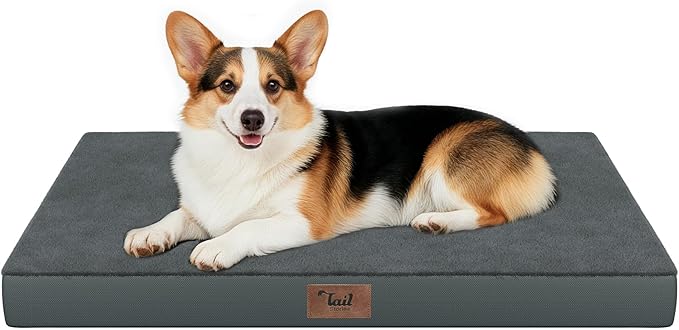 Orthopedic Dog Bed for Large Dogs, Plush Washable Pet Bed for Large Size Dogs with Egg Crate Foam & Removable Oxford Cover, 36x27 Inch, Gray