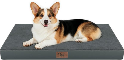 Orthopedic Dog Bed for Large Dogs, Plush Washable Pet Bed for Large Size Dogs with Egg Crate Foam & Removable Oxford Cover, 36x27 Inch, Gray