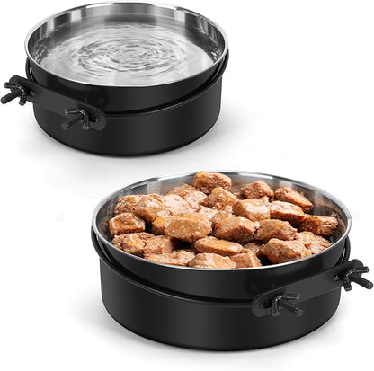 Dog Crate Bowl, Kennel Dog Bowls Mountable & Non Slip Rubber Base Food and Water Bowls, 34oz & 25oz Metal Dish for Medium and Small Pets, Cats, Dogs, Puppy, Rabbit, 2 Pack, Black