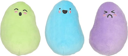 Pearhead Jelly Beans Plush Dog Toys, Easter Dog Toy Set with Squeakers, Pastel Interactive Puppy & Dog Play Toys, Pet Easter Basket Gift, Set of 3