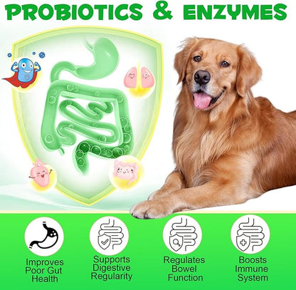 Probiotics for Dogs, 180 Chews Dog Probiotics and Digestive Enzymes, Promotes Gut Health, for Bowel Support, Immunity Health