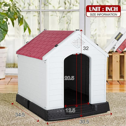 BestPet Dog House Indoor Outdoor Insulated Kennel Durable Plastic Dog House for Small Medium Large Dogs Weather & Water Resistant Pet Crate with Air Vents and Elevated Floor