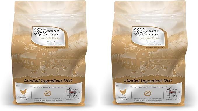Canine Caviar - Free Spirit: Chicken & Pearl Millet Alkaline Dry Dog Food, Limited Ingredients, Gluten-Free, Based on Science & Research, Veterinary Alternative Diet (4.4 Pound Bag) (Pack of 2)